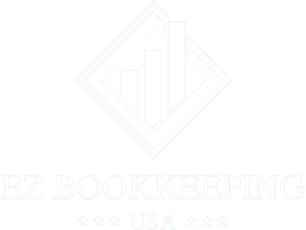 EZ BOOKKEEPING USA Logo (vertical white transparent)